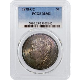 1878 CC $1 Morgan Silver Dollar PCGS MS63 Rainbow Toned