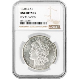 1878 CC Carson City $1 Morgan Silver Dollar NGC UNC Details Reverse Cleaned Coin