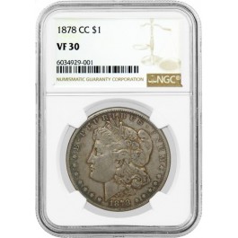 1878 CC $1 Morgan Silver Dollar NGC VF30 Very Fine Circulated Key Date Coin