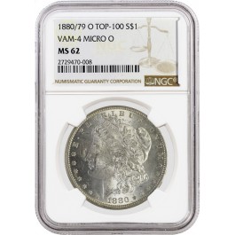 1880/79 O $1 Morgan Silver Dollar NGC MS62 Top 100 VAM 4 Micro O