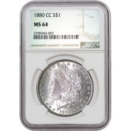 1880 CC $1 Morgan Silver Dollar VAM 8 8/7 Dash Rev of 79 NGC MS64