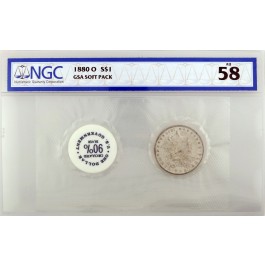 1880 O $1 Morgan Silver Dollar NGC AU58 GSA Soft Pack