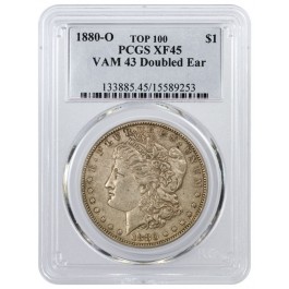 1880 O $1 Morgan Silver Dollar TOP 100 VAM 43 Doubled Ear PCGS XF45 Coin