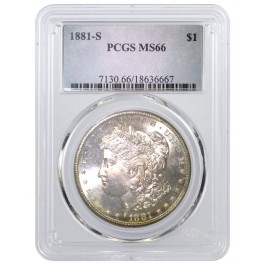 1881 S $1 Morgan Silver Dollar VAM 19 Doubled Date S/S Left PCGS MS66 Toned
