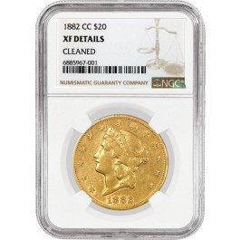 1882 CC Carson City $20 Liberty Head Double Eagle Gold NGC XF Details Cleaned 