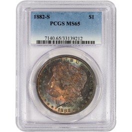 1882 S $1 Morgan Silver Dollar PCGS MS65 Gem Uncirculated Coin Toned