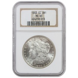 1883 CC $1 Morgan Silver Dollar Graded NGC MS65 Strong White Luster 