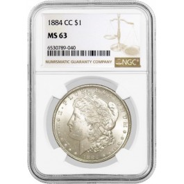 1884 CC Carson City $1 Morgan Silver Dollar NGC MS63 Brilliant Uncirculated #040