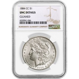 1884 CC Carson City $1 Morgan Silver Dollar NGC UNC Details Cleaned Key Date #46