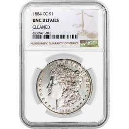 1884 CC Carson City $1 Morgan Silver Dollar NGC UNC Details Cleaned Key Date #45