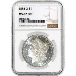 1884 O $1 Morgan Silver Dollar NGC MS62 DPL Deep Proof Like Uncirculated Coin