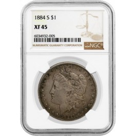 1884 S $1 Morgan Silver Dollar NGC XF45 Extremely Fine Circulated Key Date Coin
