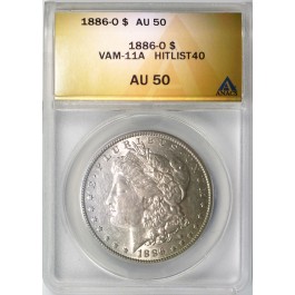 1886 O $1 Morgan Silver Dollar ANACS AU50 VAM 11A 2+2 Clashed Reverse