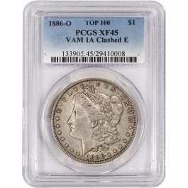 1886 O $1 Morgan Silver Dollar TOP 100 VAM 1A Clashed E Reverse NGC XF45 Coin