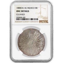 1888 OA AE 8 Reales Silver Oaxaca Mexico First Republic NGC UNC Details Cleaned