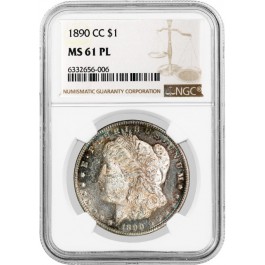 1890 CC Carson City $1 Morgan Silver Dollar NGC MS61 PL Proof Like Key Date Coin