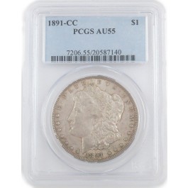 1891 Carson City Morgan Silver Dollar Graded PCGS AU55