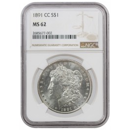1891 CC $1 Morgan Silver Dollar NGC MS62