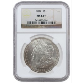 1892 $1 Morgan Silver Dollar NGC MS 63+