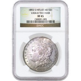 1892 S $1 Morgan Silver Dollar NGC XF45 VAM 8 TDO HAIR