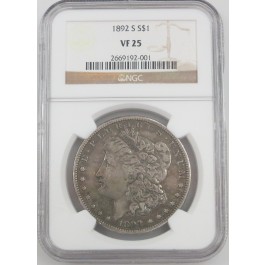 1892 S Morgan Silver Dollar Graded NGC VF25 SEMI KEY DATE