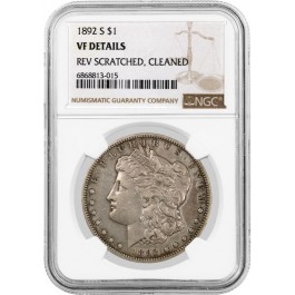 1892 S $1 Morgan Silver Dollar NGC VF Details Reverse Scratched Cleaned Coin