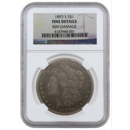 1893 S $1 Morgan Silver Dollar NGC Fine Details Rim Damage