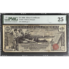 Series 1896 $1 Educational Silver Certificate Fr#224 PMG VF25 Tears Stains