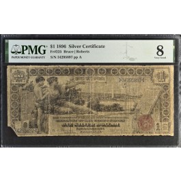 Series 1896 $1 Educational Silver Certificate Fr#225 PMG VG8 Corner Missing