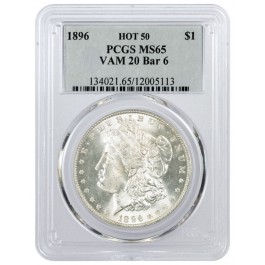 1896 $1 Morgan Silver Dollar HOT 50 VAM 20 Bar 6 PCGS MS65 Gem Uncirculated 