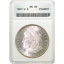 1897 S $1 Morgan Silver Dollar ANACS MS60 Old Holder