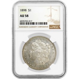 1898 $1 Morgan Silver Dollar NGC AU58 About Uncirculated Coin