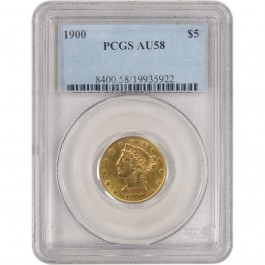1900 $5 Liberty Head Half Eagle Variety 2 PCGS AU58