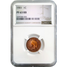 1901 1C Indian Head Cent NGC PF63 RB