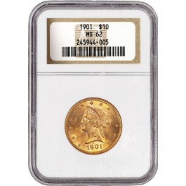 1901 $10 Liberty Head Eagle Gold NGC MS62 Uncirculated Coin #005