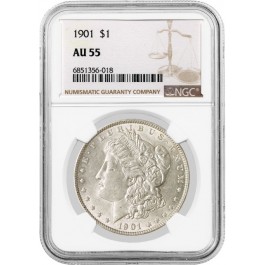 1901 $1 Morgan Silver Dollar NGC AU55 About Uncirculated Key Date Coin