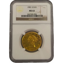 1901 S $10 Liberty Gold Graded NGC MS62 