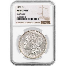 1901 $1 Morgan Silver Dollar NGC AU Details Cleaned Key Date Coin #042