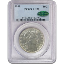 1901 Barber Silver Half Dollar PCGS AU58 CAC