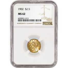 1902 $2.50 Liberty Head Quarter Eagle Gold NGC MS62 Uncirculated Coin