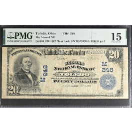 Series 1902 $20 The Second NB Of Toledo Ohio Charter #248 Fr#650 PMG Choice F15