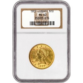 1907 $10 Liberty Head Eagle Gold NGC MS62 Uncirculated Coin