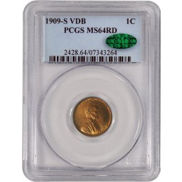 1909 S VDB 1C Lincoln Wheat Cent PCGS MS64 RD CAC