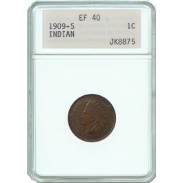 1909 S Indian Head Cent ANACS Old Holder EF40