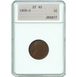 1909 S Lincoln Wheat Cent ANACS Old Holder EF45