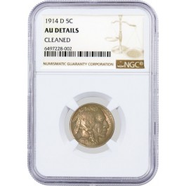 1914 D 5C Buffalo Nickel NGC AU Details Cleaned Circulated Coin
