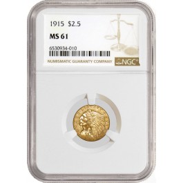 1915 $2.50 Indian Head Quarter Eagle Gold NGC MS61 Uncirculated Coin #010