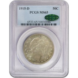 1915 D 50c Barber Silver Half Dollar PCGS MS65 CAC