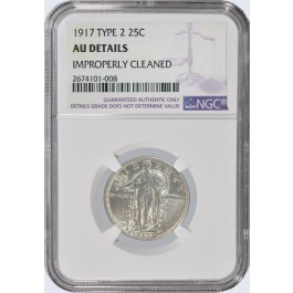 1917 Type 2 25C Standing Liberty Quarter NGC AU Details