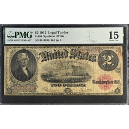Series Of 1917 $2 Large Size Legal Tender Note Red Seal Fr#60 Choice F15 #031